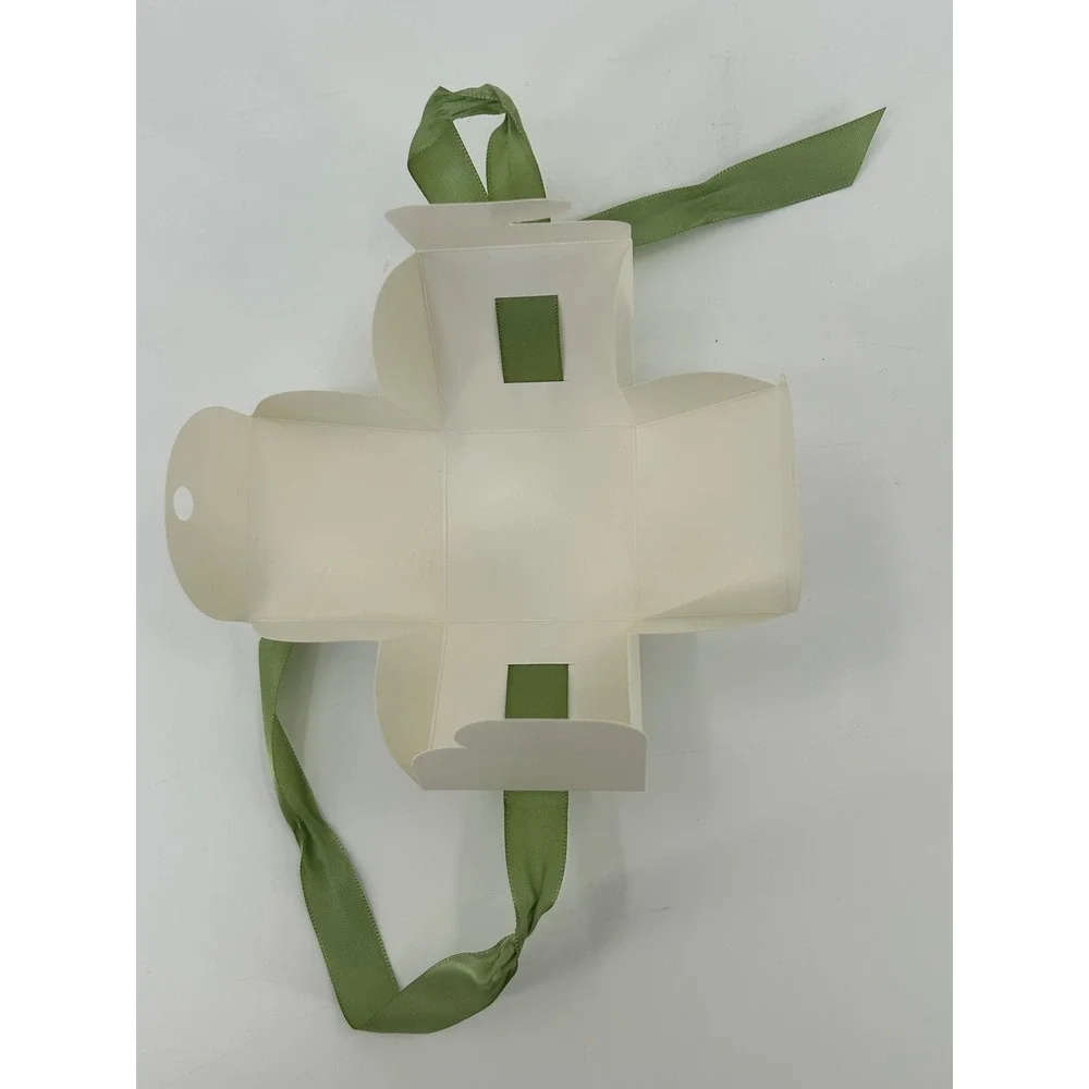 49 Pack White Especially For You Favor Boxes with Green Ribbon 2.5 Inch